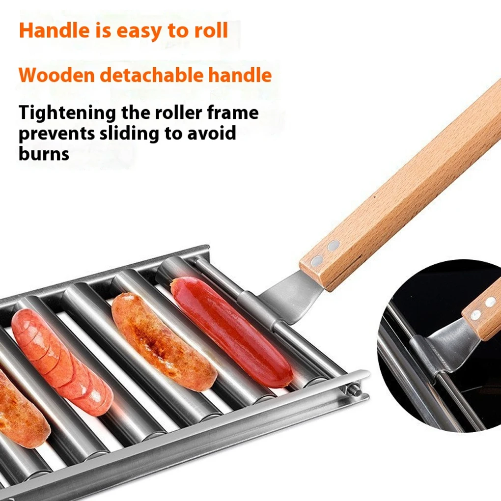 

Stainless Steel Hotdog Grill Roller Outdoor Sausage Roller Rack Barbecue Tools Gathering Party Barbecue Camping Accessories