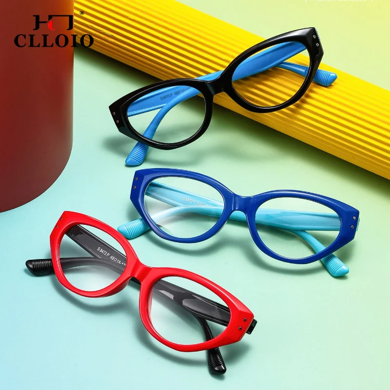 CLLOIO Lightweight Durable High Elasticity Kids Myopia Learn Eyewear Cat Eye Children Optical Frame Customizable Prescription