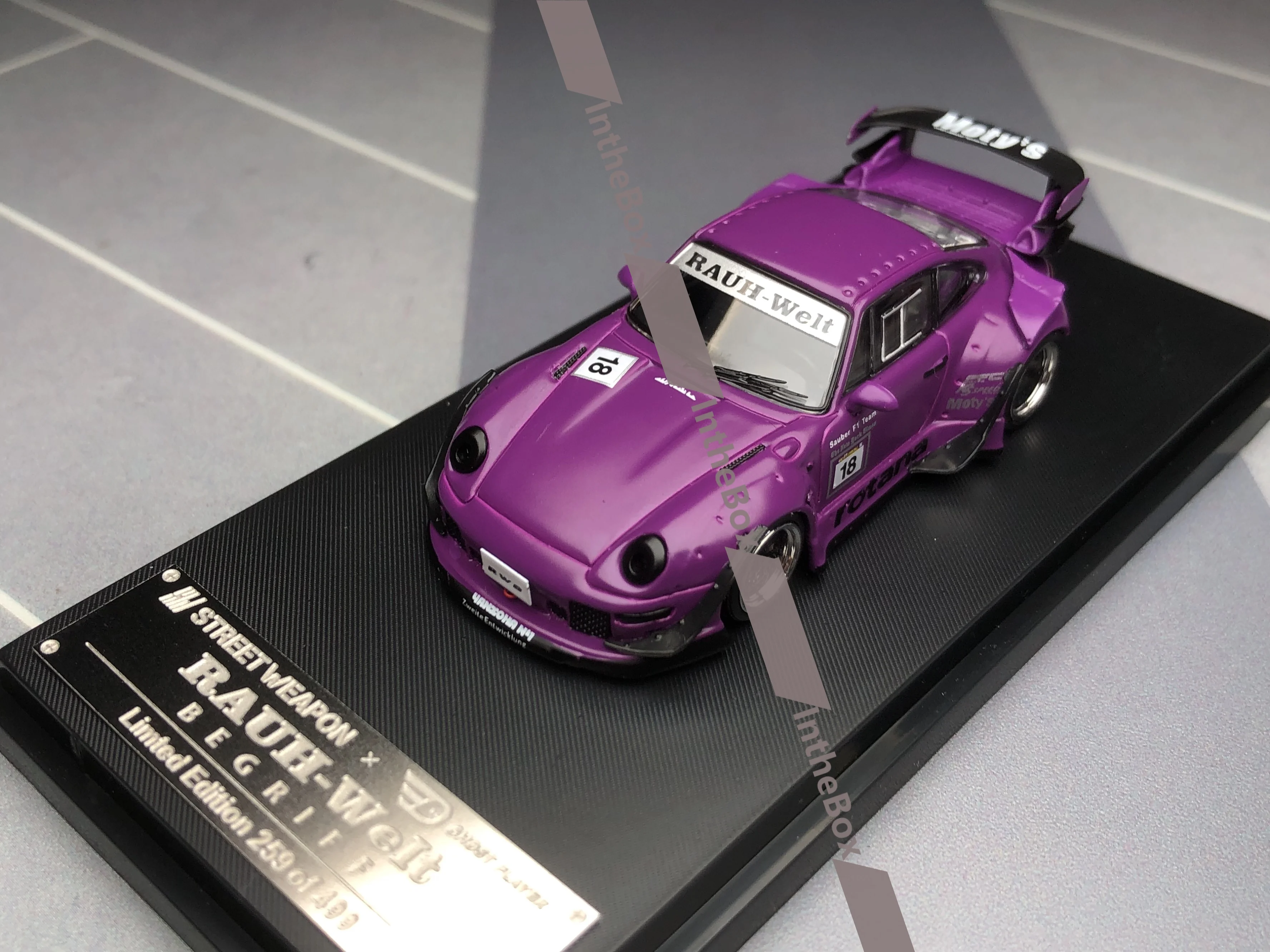 

SW 1/64 RWB993 Rotana Фиолетовая литая под давлением модель автомобиля, коллекция ограниченного выпуска, игрушки для хобби