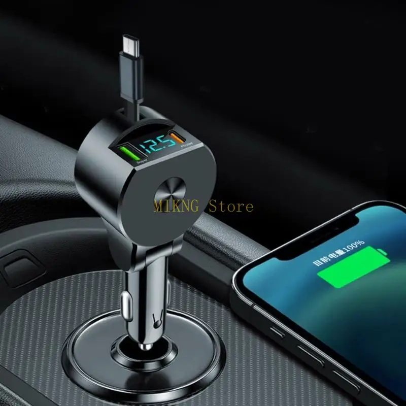 Adaptador carga automóviles multifuncional con salida triple que puede extender cable Tipo C Mejor venta
