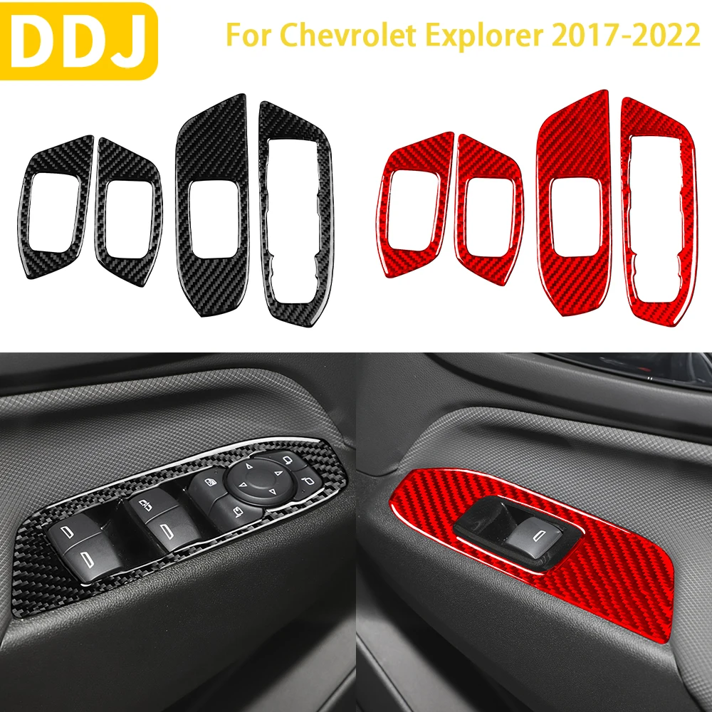 

For Chevrolet Explorer 2017 2018 2019 2020 2021 2022 Accessories Carbon Fiber Car Interior Windows Control Panel Trim Sticker