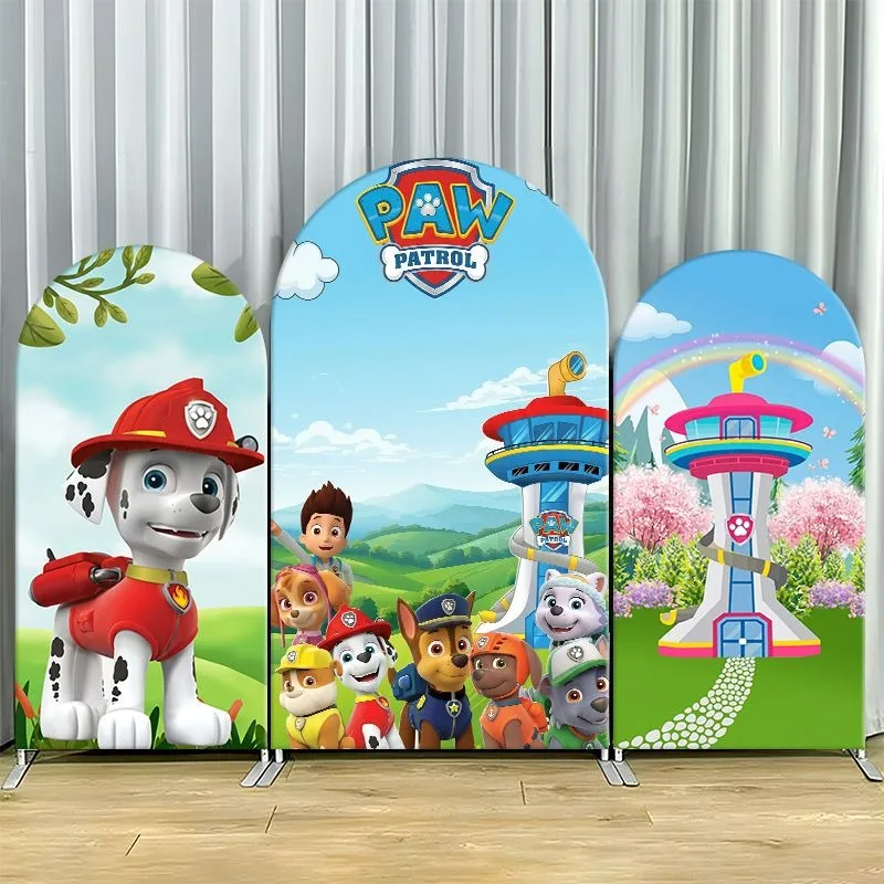 

Paw Patrol Arch Backdrop Cover Thick Fabric Custom Party Decoration Marshall Tower Rainbow Birthday Photo Booth Decor Event