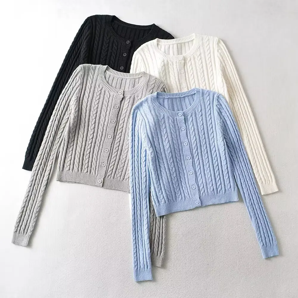 

Базовый вязаный кардиган с одной пуговицей Ele Agel INS, женский модный укороченный свитер с длинными рукавами