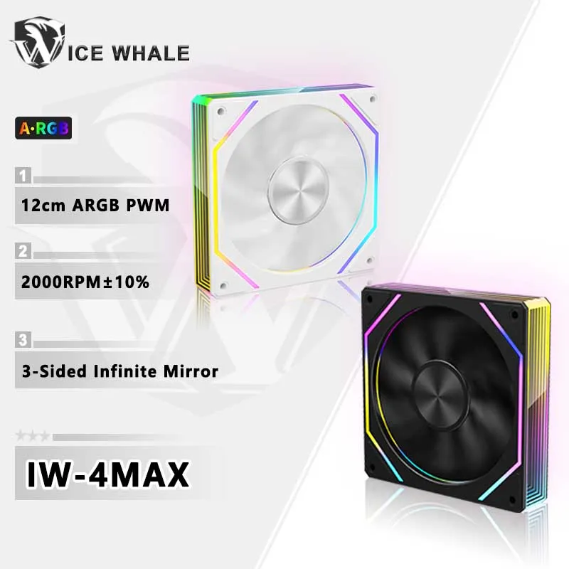 ICE Whale IW-4MAX Prism 7PRO Computer Case Cooling Fan 3-Sided Full Screen Infinite Mirror 12CM ARGB Case fan