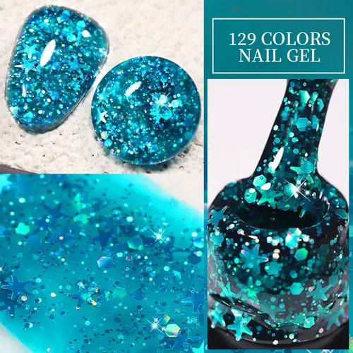 Imagen 2 del producto LILYCUTE-esmalte de uñas en Gel con purpurina azul, 7ml, plata, oro rosa, lentejuelas coloridas, semipermanente, barniz para decoración de uñas en Gel UV