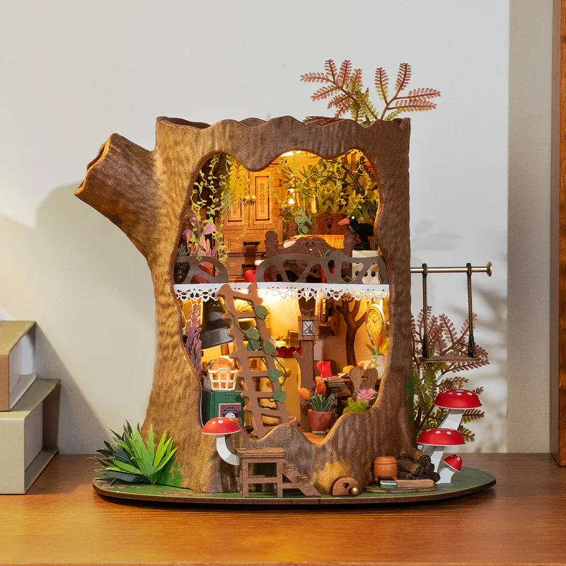

Robotime Rolife DIY миниатюрный дом комплект сказочный деревянный домик кукольный домик строительный комплект антикварная книжная полка витрина поделки для взрослых