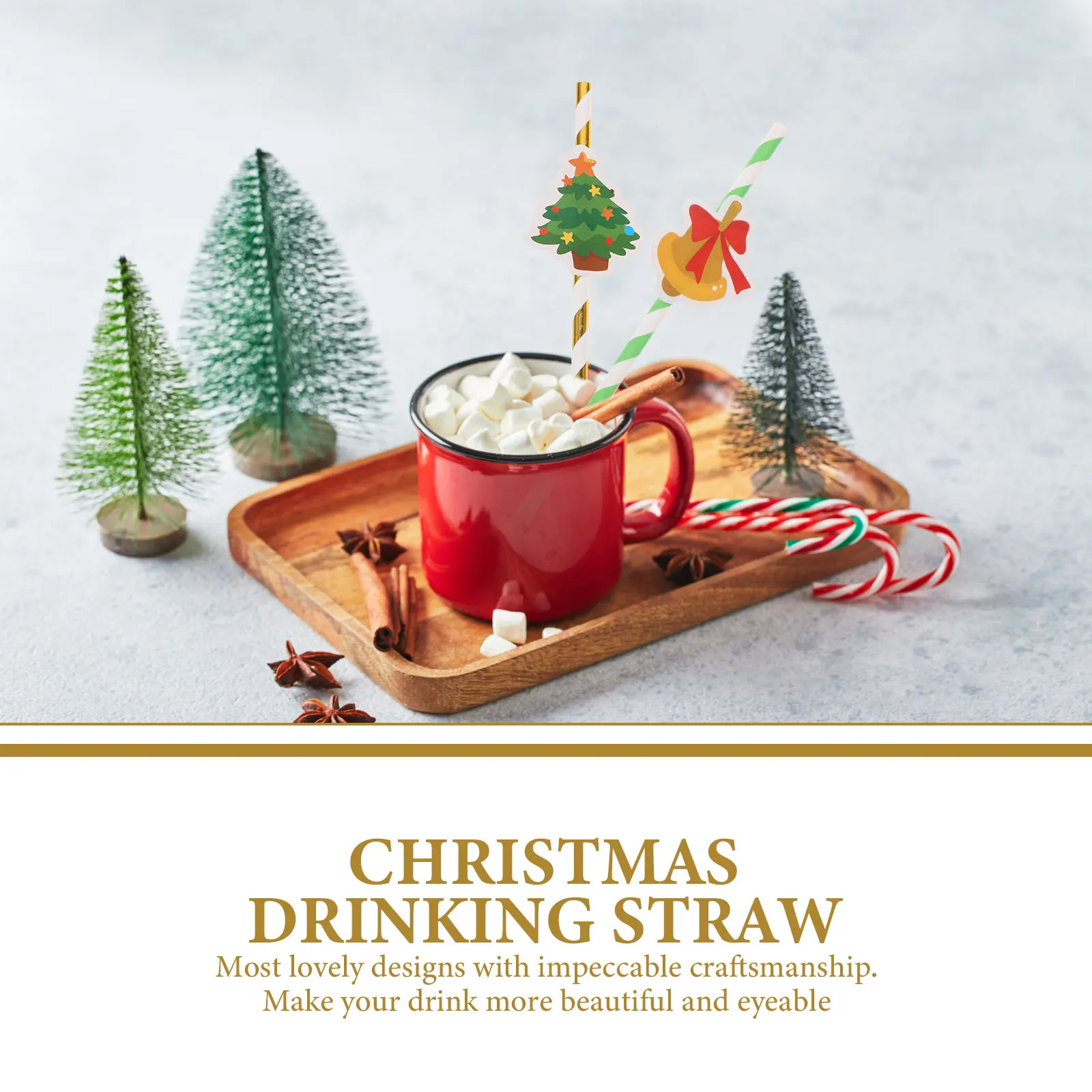 

30 Pcs Christmas Paper Straw Set Drinking Straws for Decor Party Supplies Disposable