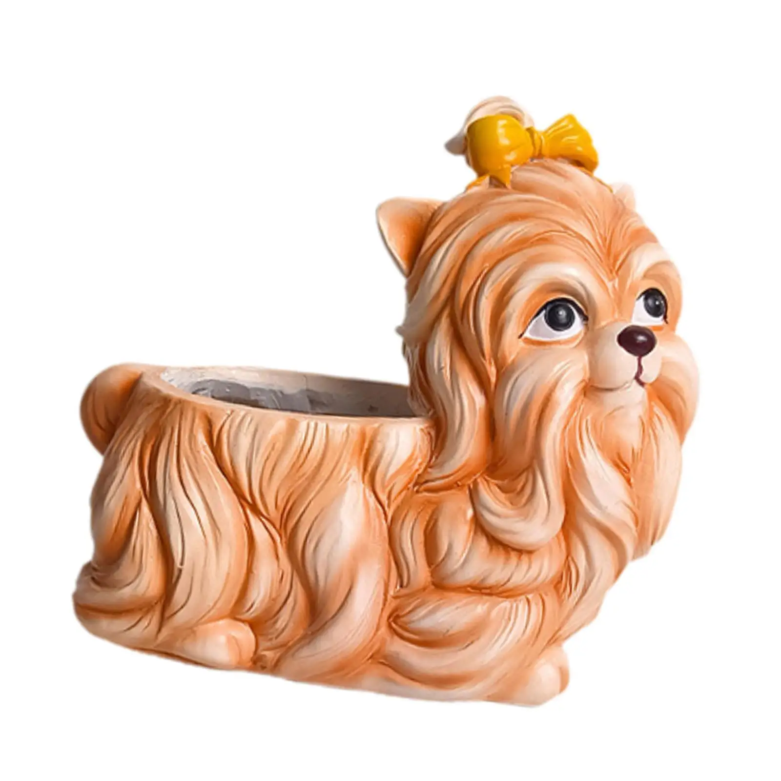 Creative Resin Dog Flowerpot Planter Statue Cute Animal Figurine Pot for Living Room Bookshelf Desk Office Bedroom Patio Indoor