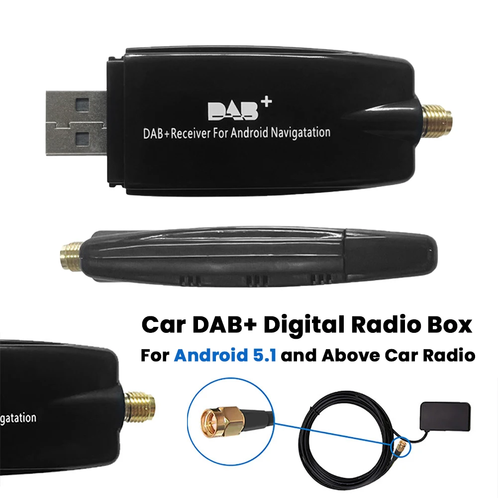 DAB+ Receiver USB Interface Car DAB+ Digital Radio Box DAB+ Box Radio Receiver Adapter for Android 5.1 and Above Car Radio