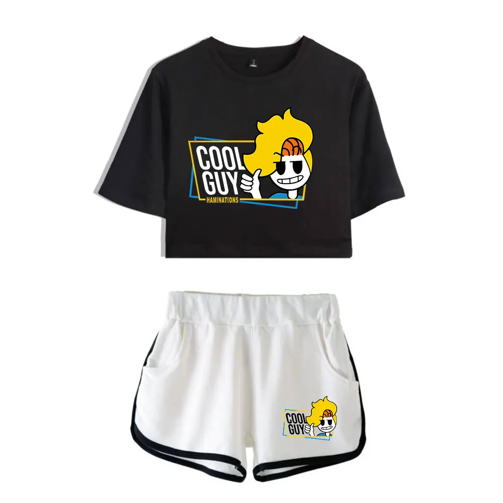 Haminations Cool Guy Vintage 90s logo Merch Tops Two Piece Set Harajuku Shorts+Lovely TShirt Streetwear Fashion Outwear