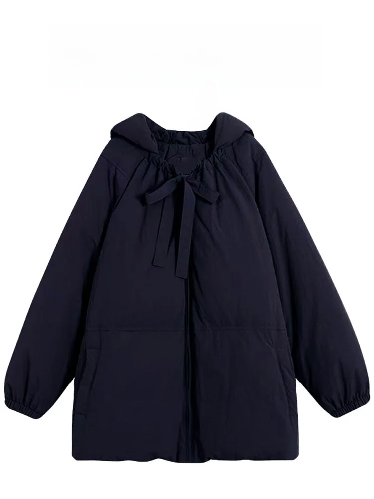 

Parkyeon Korean Style Women's Hooded Jacket Warmth Gentle Style Long Coat Female Youth Reduction Cotton Outerwear Coat