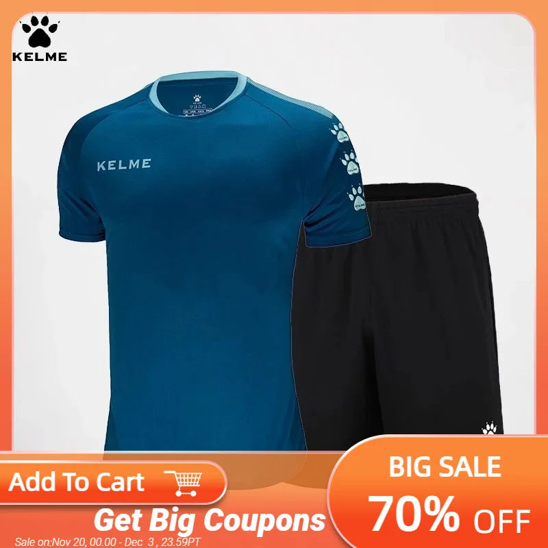

Kelme Comprehensive Training Sports Suit Men's Running Breathable Short Sleeved Shorts Football Match Training Suit Quick Drying