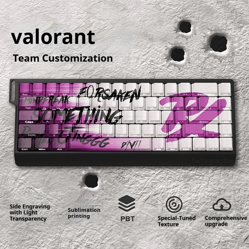 Valorant Team Side Engraved Keycaps Pbt Translucent Mchose/Wooting/Madcatz Made68 Custom Keyboard Accessories For Gamers