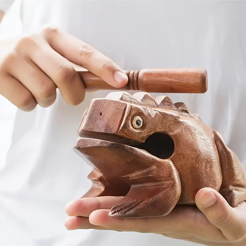 Wooden Frog Classic Handmade Percussion Musical Instrument Africa Wood Frog Block Instrument of Frog Noise Maker Cool Music Gift