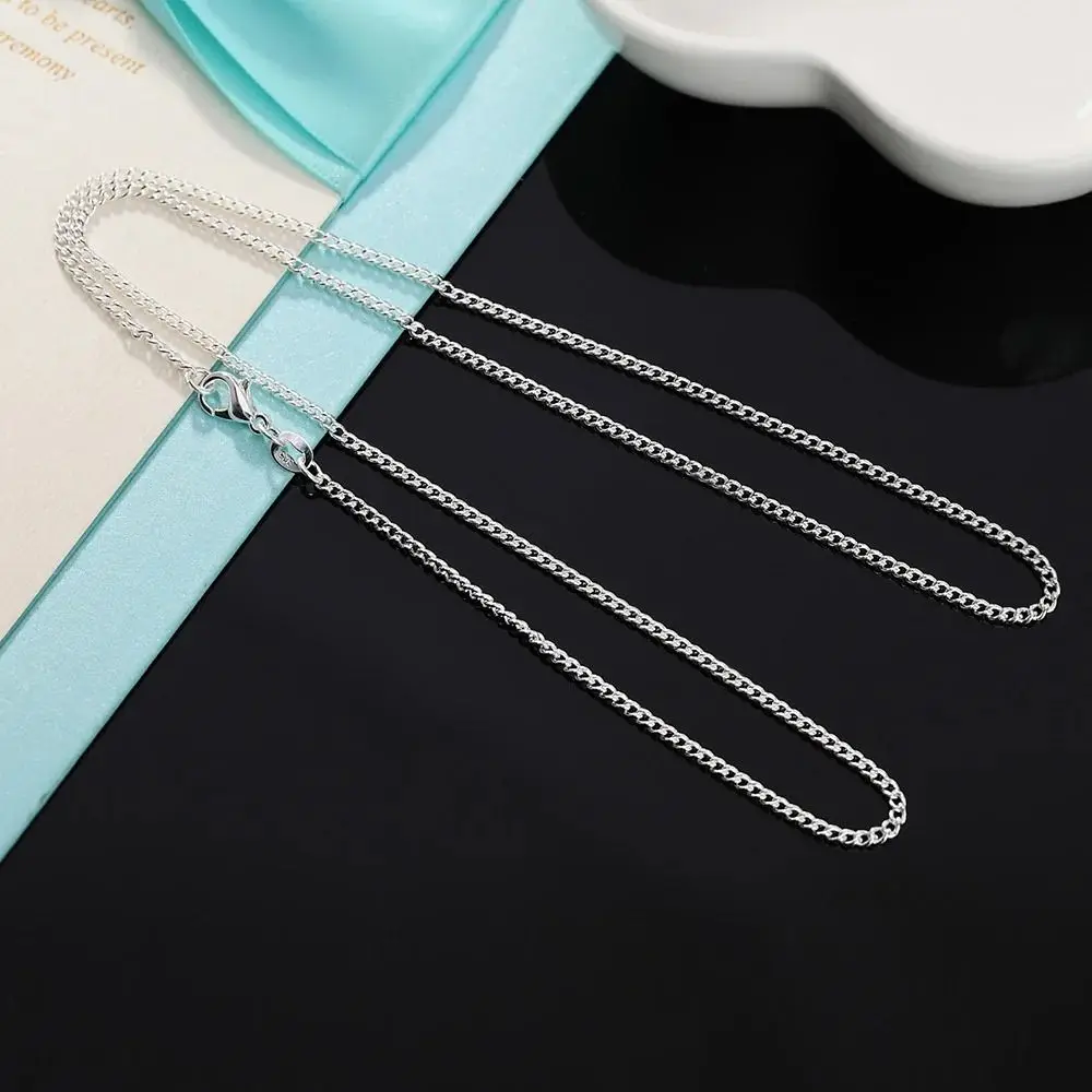 Fashion 40-75cm Necklace 2MM Jewelrys Gifts Side Chain Necklace 925 Sterling Silver String chain Women Men