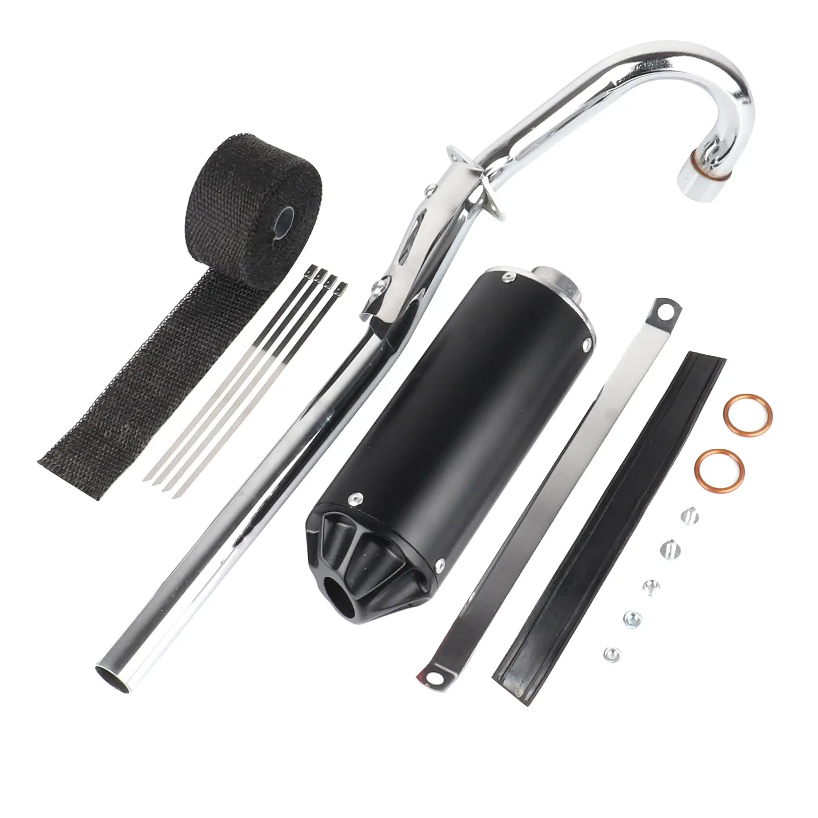 

28mm Chrome Exhaust System With Black Muffler And Heat Wrap For 70cc 110cc 125cc Dirt Pit Bikes