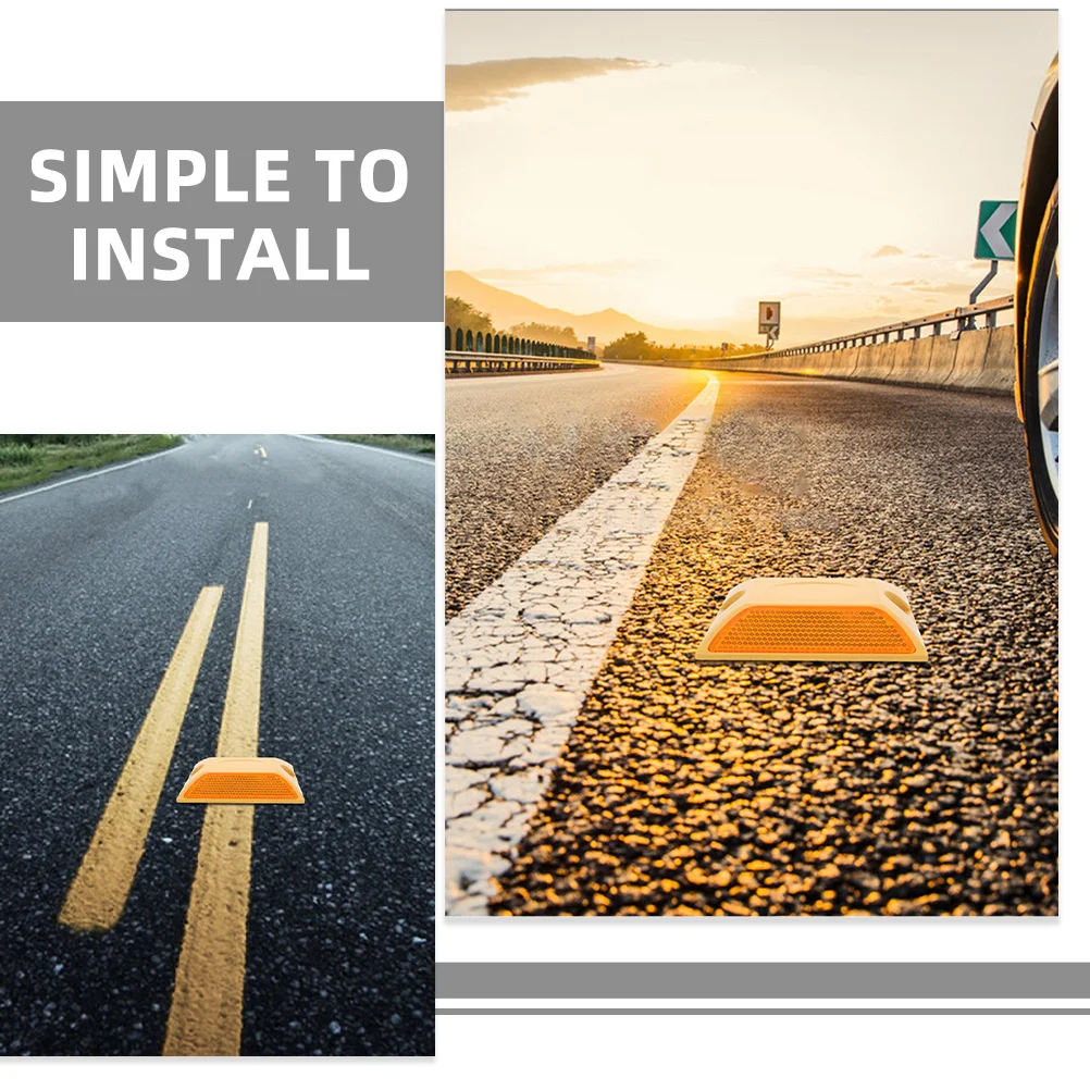 3Pcs Raised Reflective Plastic Road Studs Dual Sided Pavement Markers Highway Buffer Safety Driveway Sidewalk Highway Buffer Pad