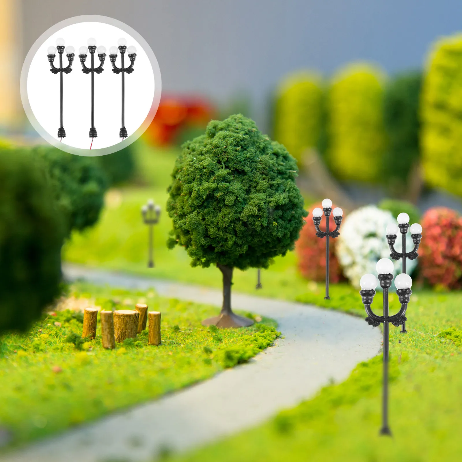 

Набор из 3 миниатюрных уличных фонарей в европейском стиле для песочницы, ретро-светильники для парков и ландшафтов, аксессуары для DIY-декора мини-сада