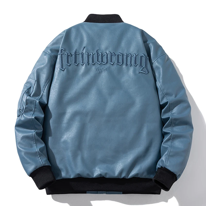 

Мужская мотоциклетная верхняя одежда из искусственной кожи, свободное зимнее пальто в американском стиле, модная уличная одежда, пальто-бомбер для полетов