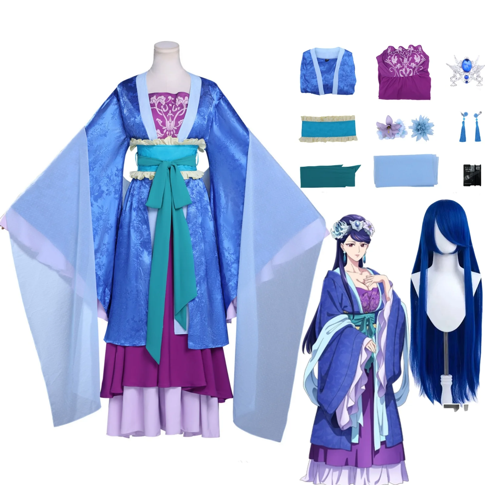 

Lihua Cosplay Costume Rifa Traditional Chinese Emperor Consort Dress Wig Full Set Rifa Hanfu Style