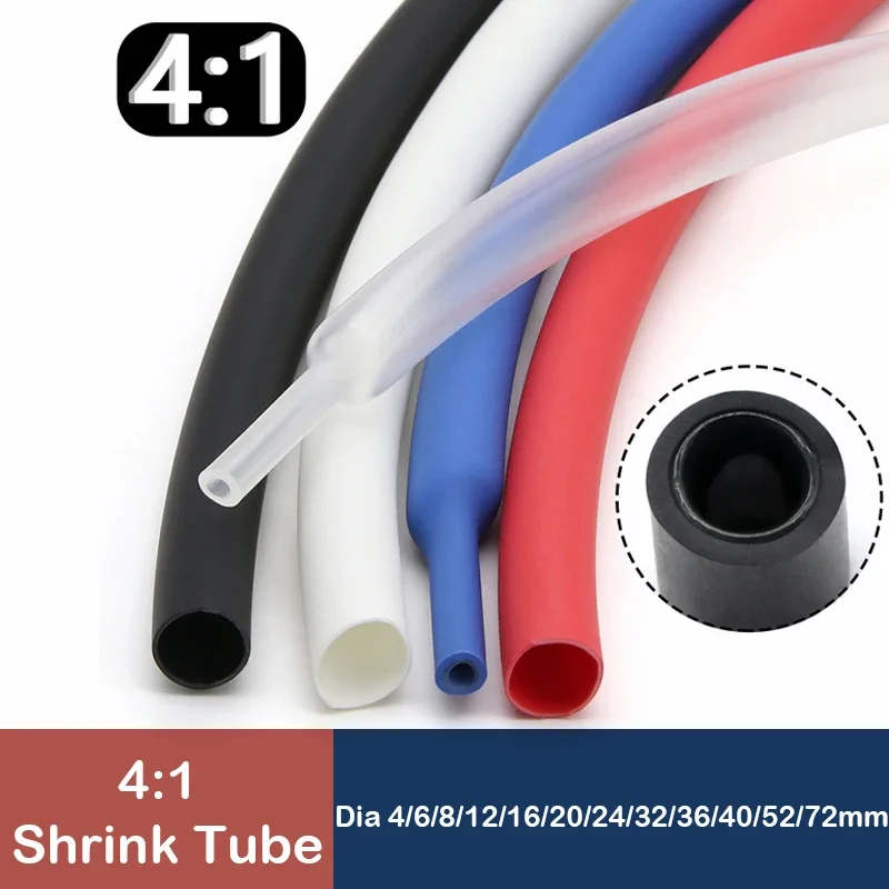 

4:1 Heat shrink tube with glue inner diameter 4~52mm Double layer sleeve to protect the wire cable wrap 5M