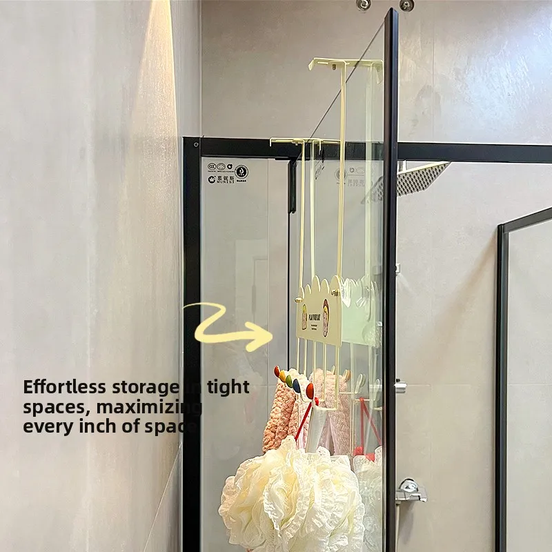 Bathroom Glass Door Towel Hook Suction Cup Hanging No Drilling Makeup Room Clothes Traceless Adhesive Hook Bathroom Accessories