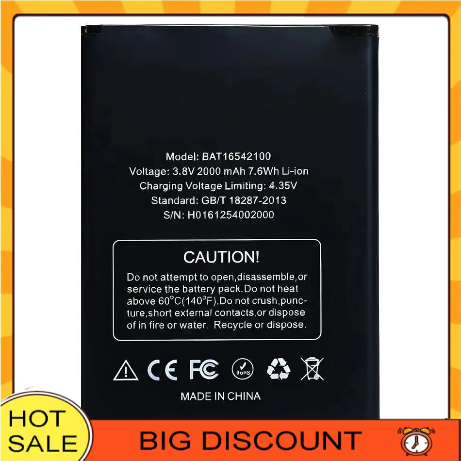 BAT16542100 For Doogee X9 Mini High-Efficiency 2000Mah Mobile Phone Battery Durable