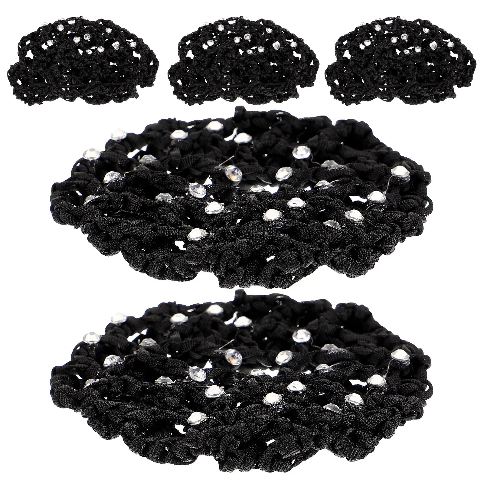 5Pcs Women Hair Bun Net Crystal Rhinestone Hair Cover Hairnet for Buns Formal Casual Elegance Nurse Ballet Air Hostess Hot