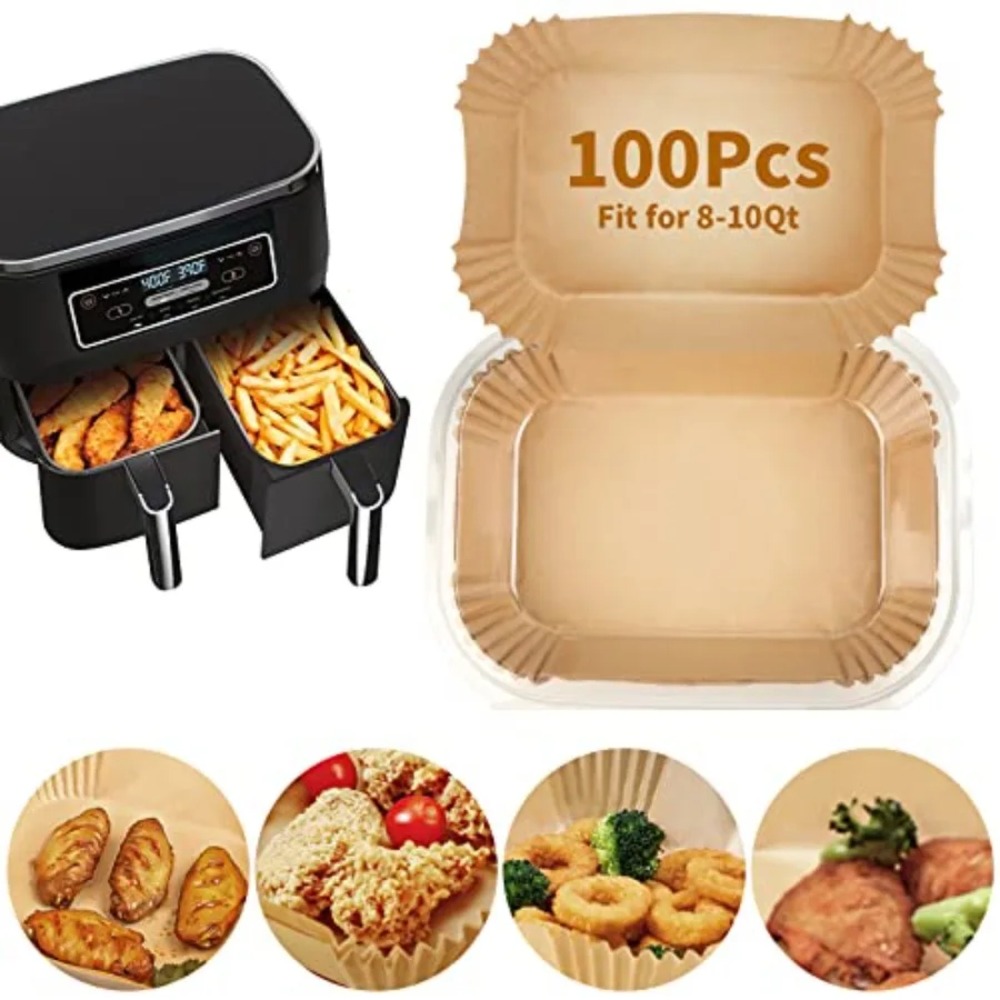 Air Fryer Disposable Paper Liner for Ninja DZ201/DZ401/DZ550/DZ302/SL401/SL451, angle 8.6x 5.5'' Baking Parchment Paper Inserts