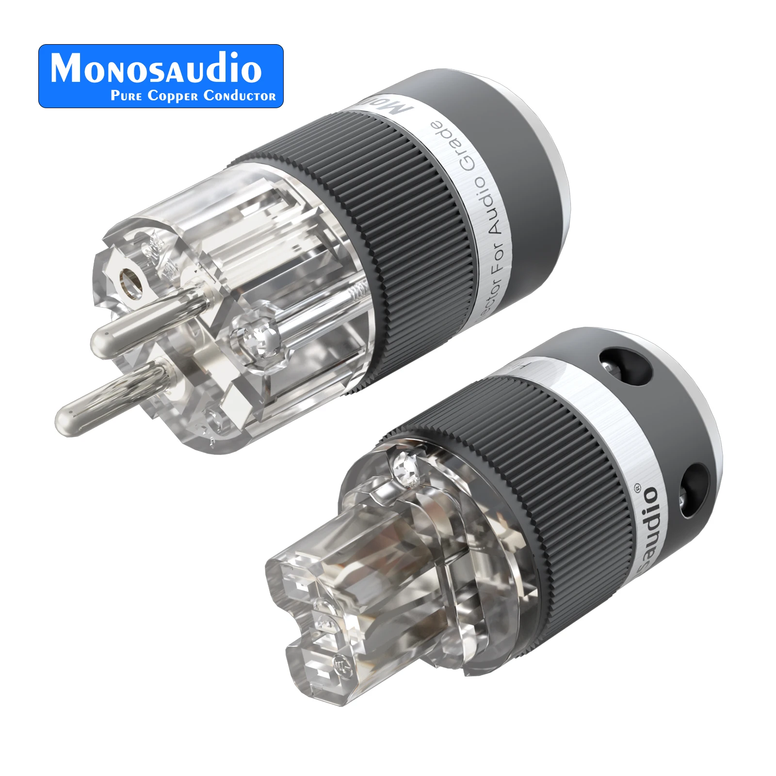 Monosaudio E100G/F100G 24K مطلية بالذهب النقي النحاس Hifi قابس الطاقة Schuko قابس الطاقة موصل + IEC أنثى موصل التوصيل