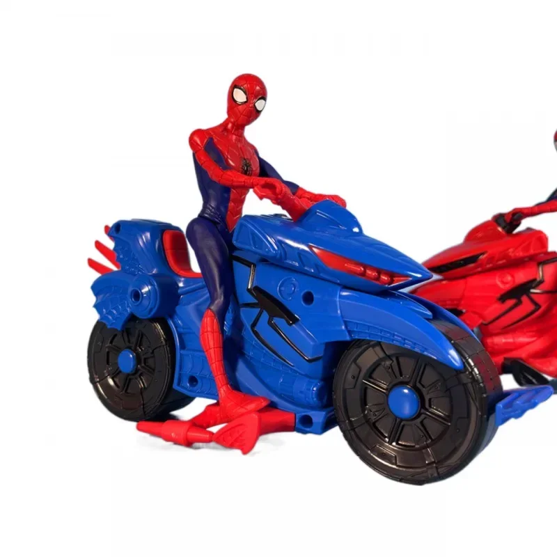 Miniso Marvel Spiderman Anime Perifere Cartoon Figuren Motorfiets Model Ornamenten Creatief Kinderspeelgoed Kerstcadeaus