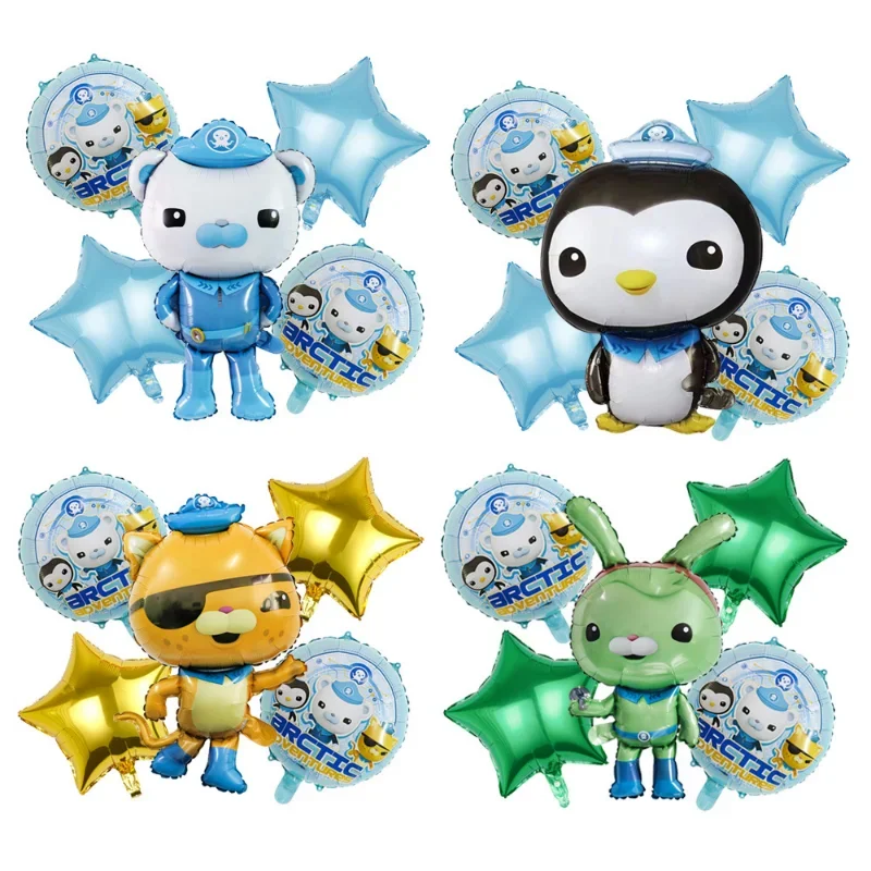 6 قطعة بالونات Octonauts الدب القطبي القط البطريق احباط بالونات الكرتون البحر الحيوان كرات الهواء الأطفال حفلة عيد ميلاد الديكور