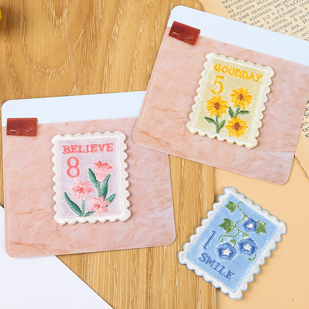 One Piece Botanical Stamp Series Stickerei Patch DIY Stick-On Applikation für Tragetaschen Handyhülle Notebook Kleidung Dekoration