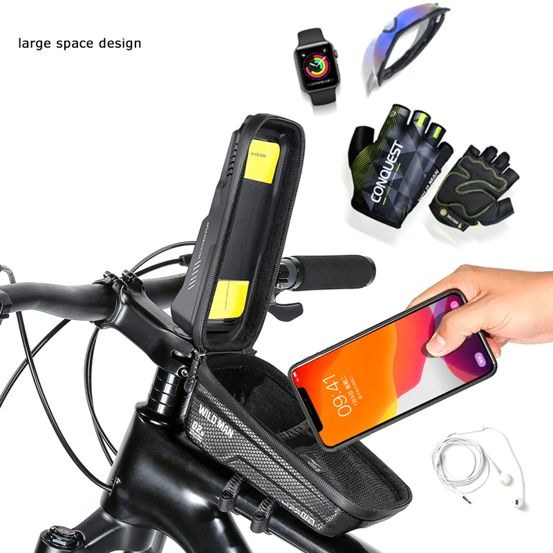 WILD MAN Bike Bag Touch Screen Front Bicycle Bag Waterproof Phone Cases 6.8\