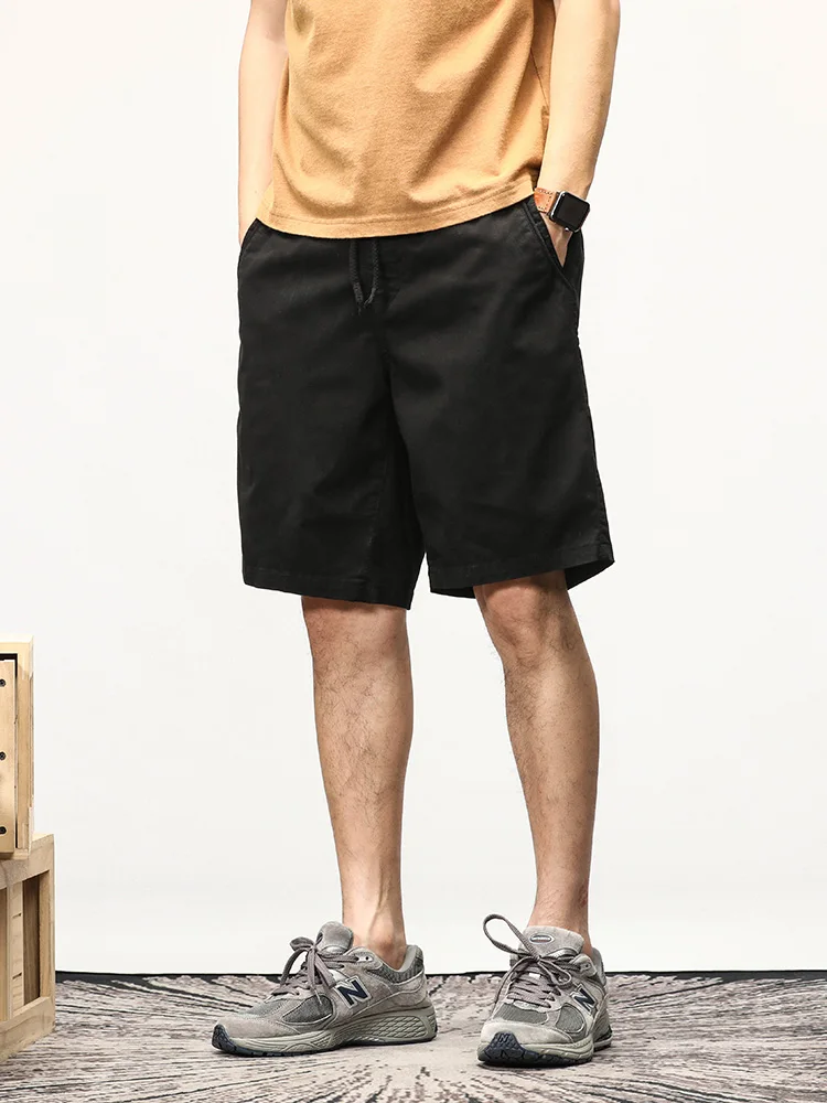 Sommer lässige Shorts Männer Stretch Baumwolle Kordel zug feste Arbeits kleidung gerade Cargo Shorts männlich lose Bermuda kurze Hosen