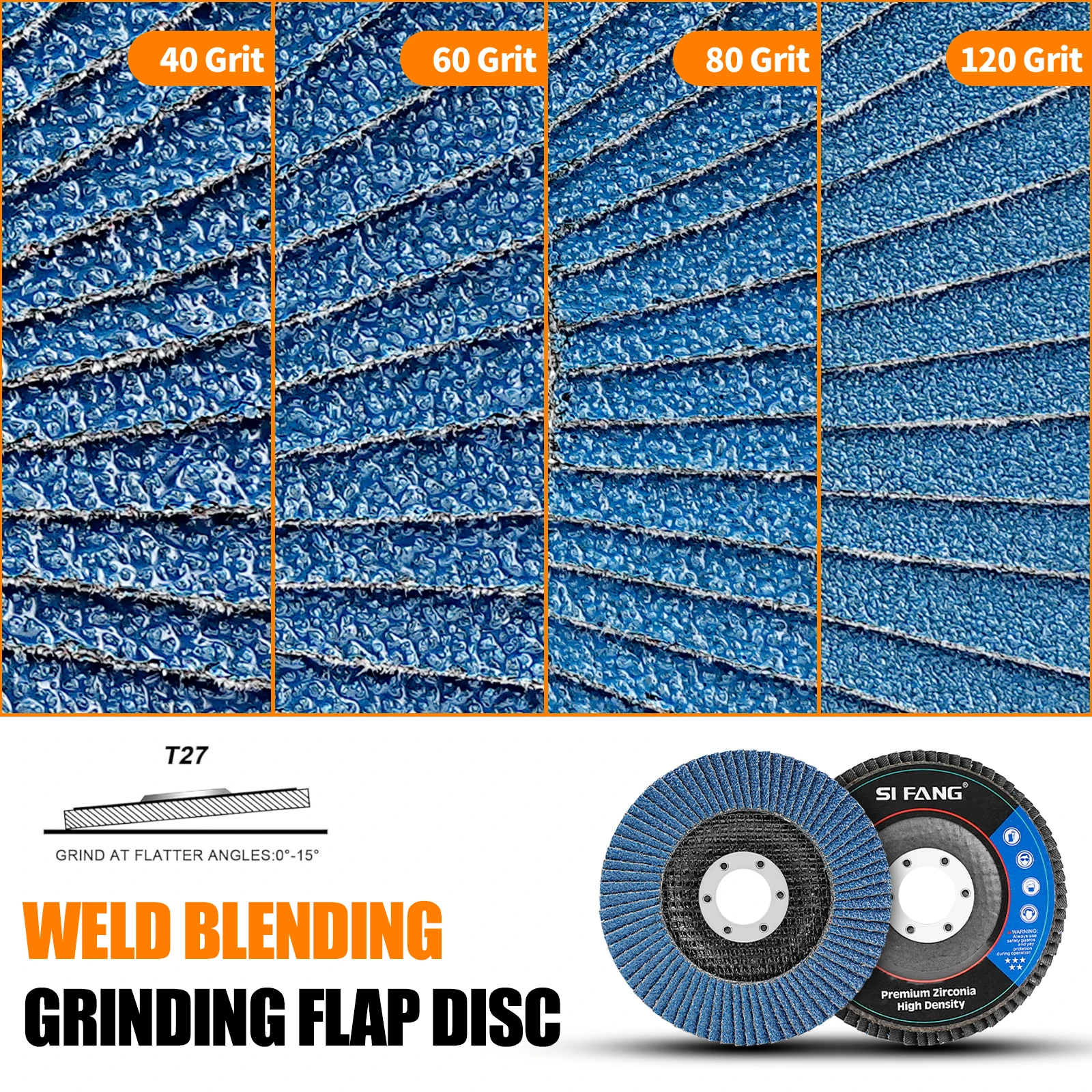 1-10pcs Flap Discs 4.5 Inch  Angle Grinder Sanding Discs 40/60/80/120 Grit For  Metal Plastic Wood Removal Abrasive Polishing