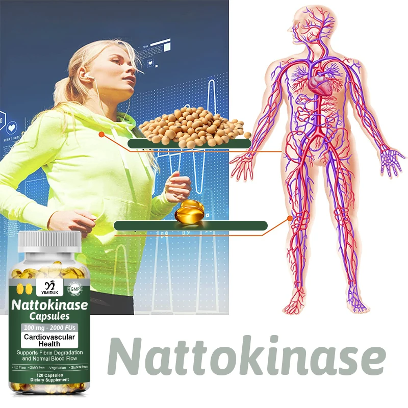 كبسولات Nattokinase العضوية بشكل طبيعي ، ببتيداز سيرين ، خالية من الجلوتين ، غير GMO