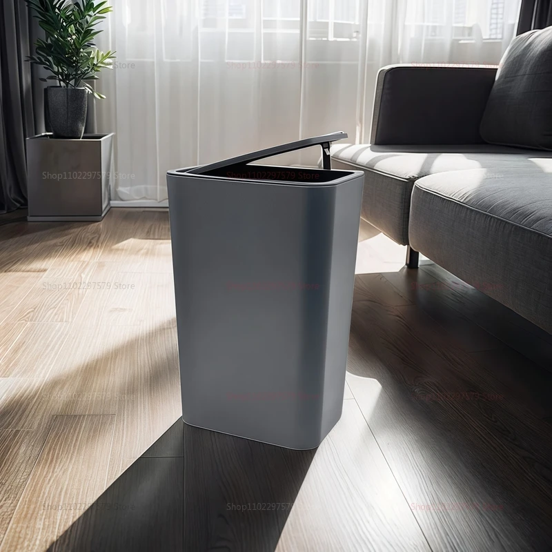 سلة مهملات حمام صغيرة سعة 10 لتر مع غطاء علوي مضغوط، سلة مهملات بلاستيكية مدمجة للمرحاض وغرفة النوم وغرفة المعيشة والمطبخ بتصميم عصري #5