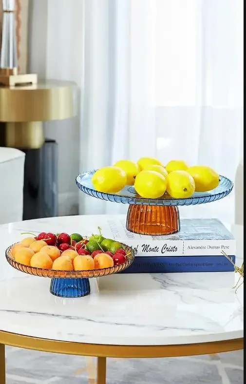 

Европейская простая круглая стеклянная тарелка с фруктами, украшение для журнального столика для гостиной, поднос для хранения закусок, конфет, аксессуары для дома