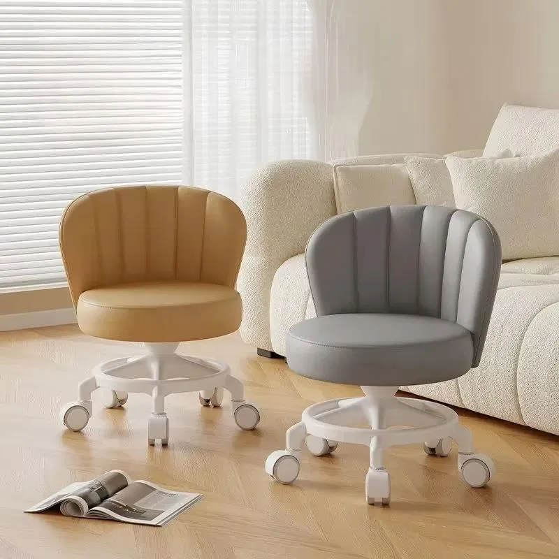 Anti-rollover Cardan Wheel Stool Pulley Low Stool Movable Back Chair Home Artifact Round Bench Pulley Portable Stool