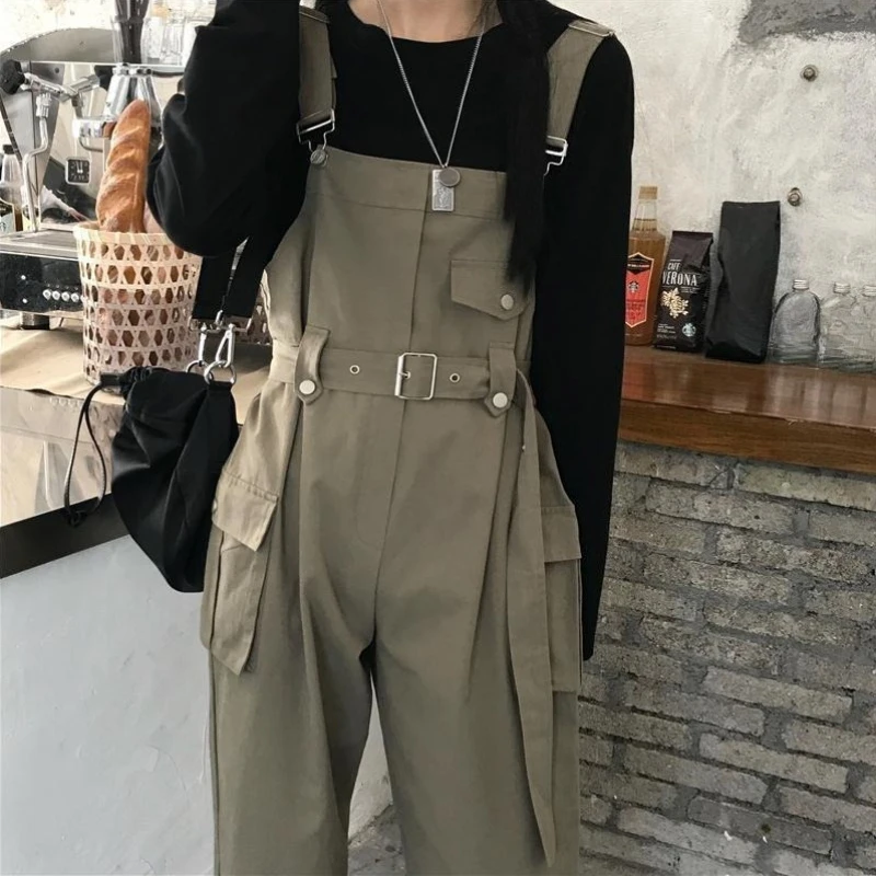 

2026 Women’s Vintage Overalls Korean Loose Slim Jumpsuit Suspender Wide Leg Spring Autumn Trendy Student Casual