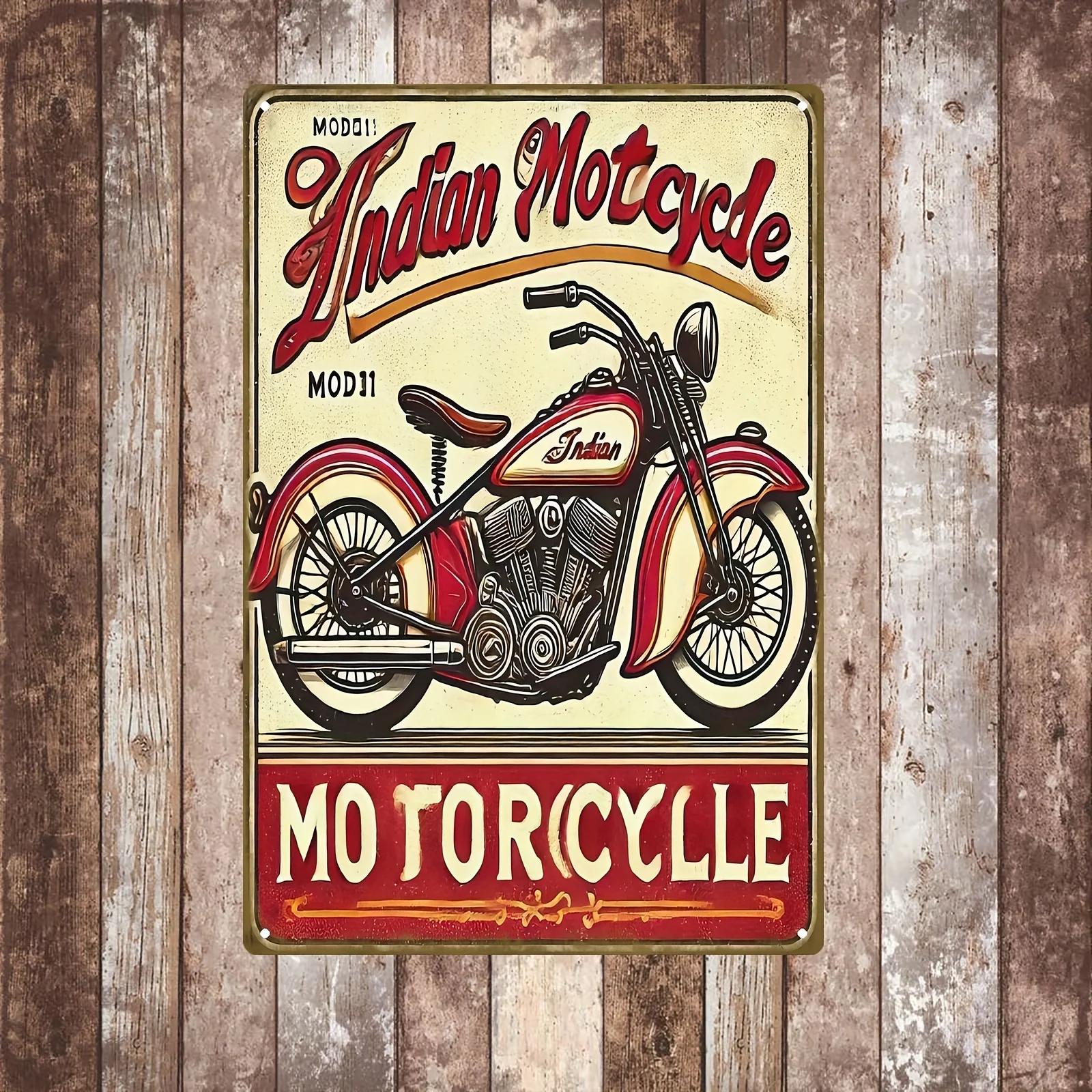 Vintage Davidson Motorcycle Metal Sign - Classic American Style Retro Tin Art, , Red & Design with Green Leaf Accents, Perfect f