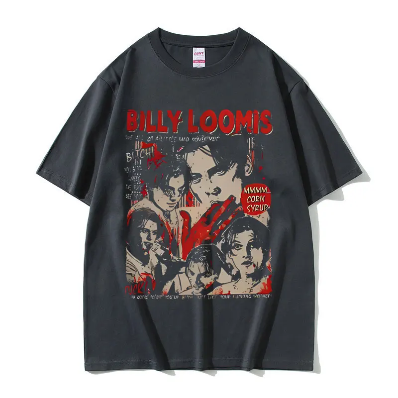 Scream Billy Loomis T-shirt Vintage Washed Oversized Streetwear Men Women Summer Cotton Short Sleeve Horror Movie Graphic Tee