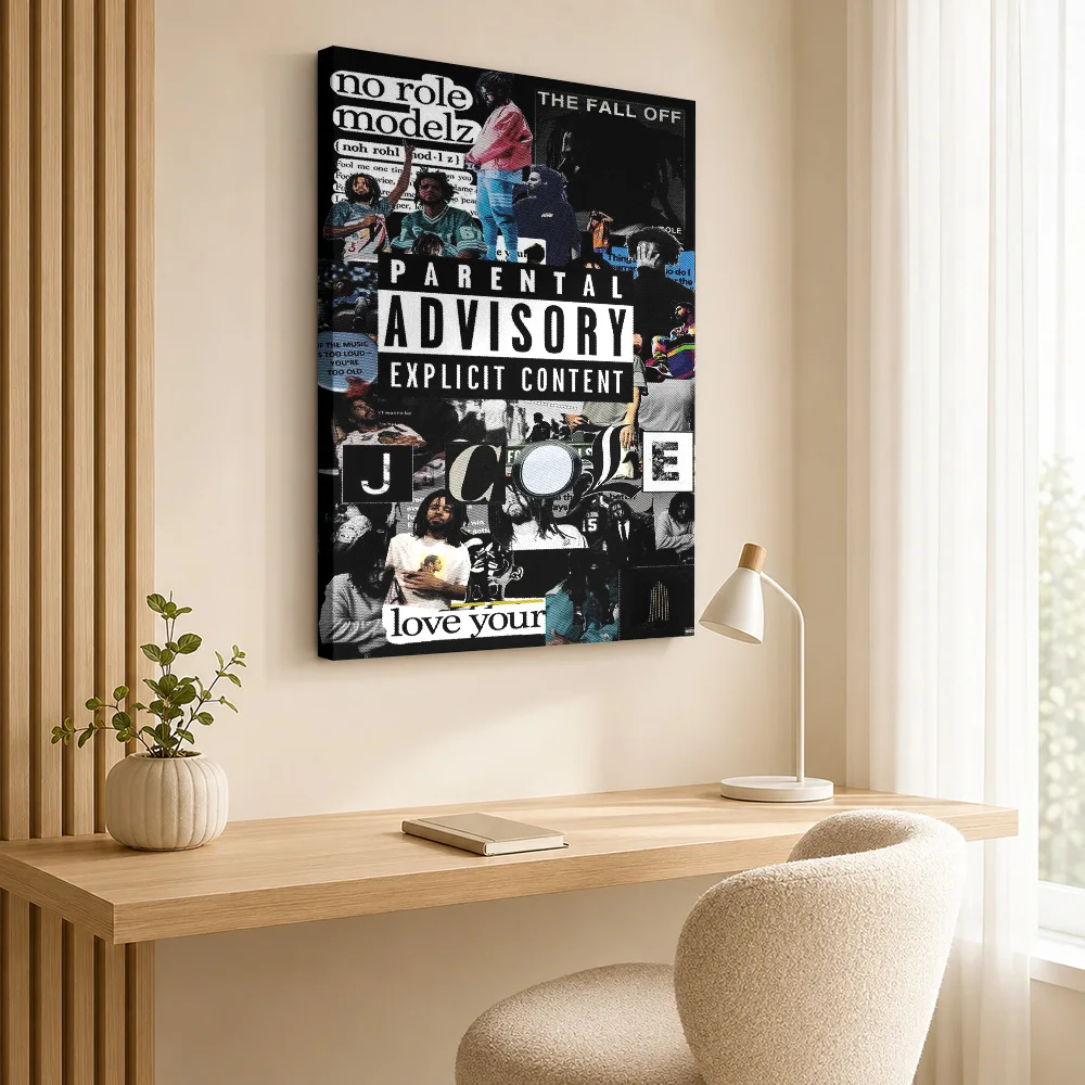 J Cole Album Covers And Portraits Canvas Poster Personalized Photo Layered Cutouts Wall Art For Recording Studio Rap Fan Gift