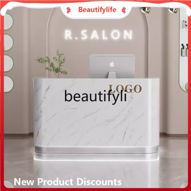

ss Asmt03A Cashier Counter Small Beauty Salon Clothing Store Simple Modern Lacquered Bar Counter Company Front Desk Reception De