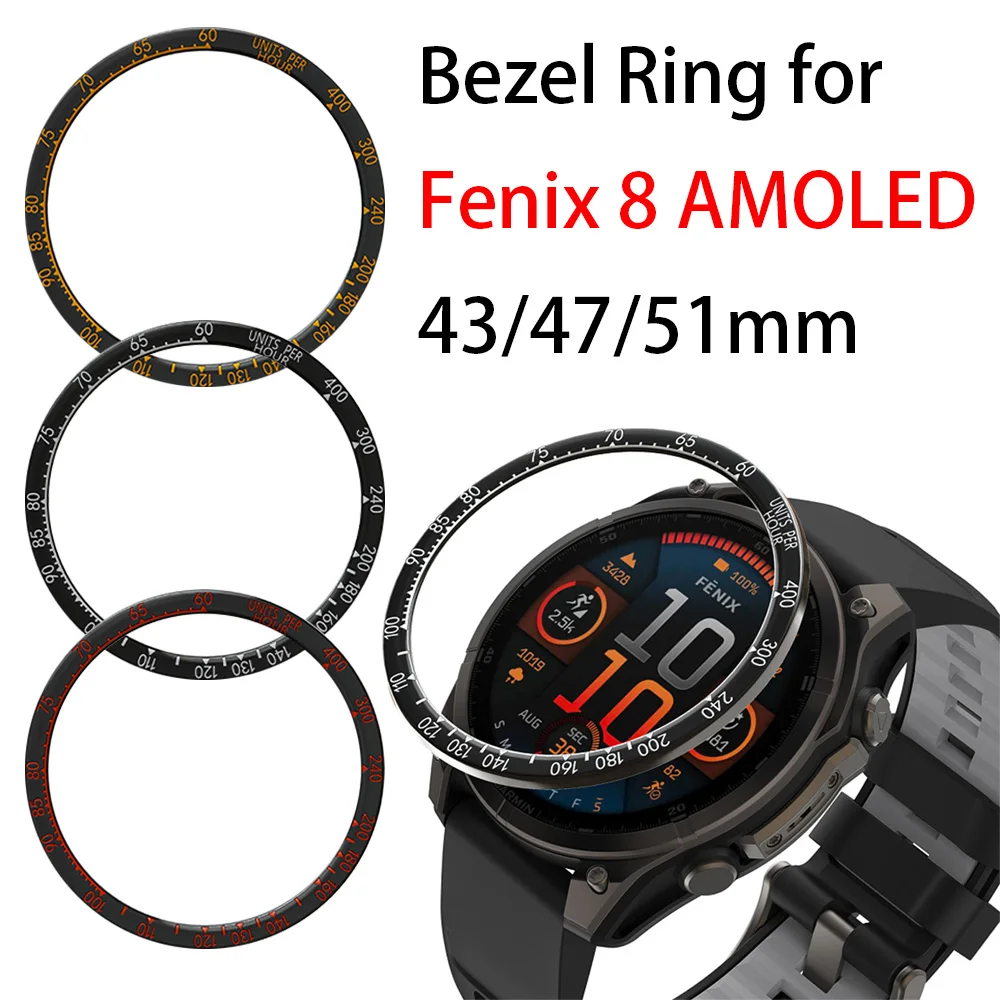 

Watch Bezel Ring for Garmin Fenix 8 AMOLED 43mm 47mm 51mm Metal Stainless Steel Racing Speed Scale