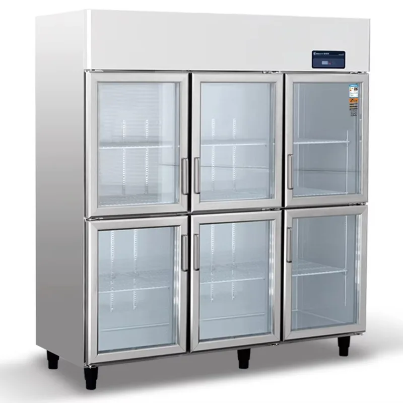 

Коммерческий американский 6-дверный вертикальный холодильник из нержавеющей стали, емкость 1447-1567 л, цифровой контроль температуры, подвижный