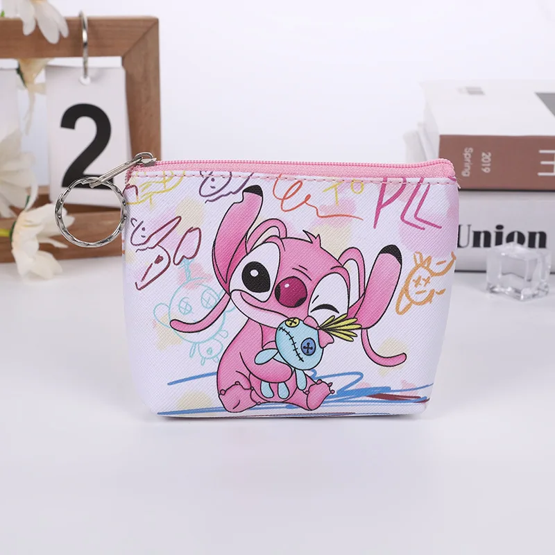 Disney Stitch Mini Coin Purse Cartoon Cute Anime Pu Key Case Storage Bag Children Kawaii Wallet Gifts for Kids