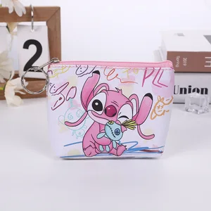 Disney Stitch Mini Coin Purse para crianças, Anime bonito dos desenhos animados, PU Key Case, Saco de armazenamento, Carteira Kawaii para crianças 10 principais vendas carteira escolar infantil - №1