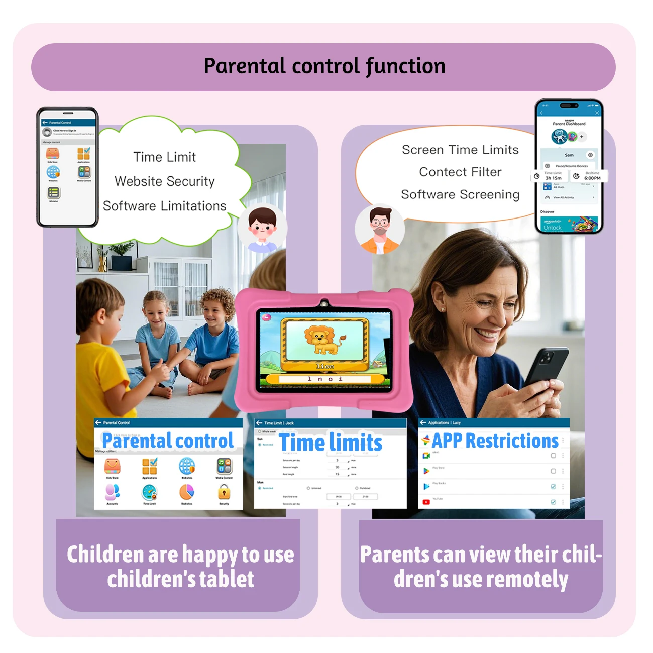 7 Inch Kid Tablet Android 32GB 5G WiFi Tablet PC Toddler Educational Learning Toys Dual Camera Children's Gift Kids Software